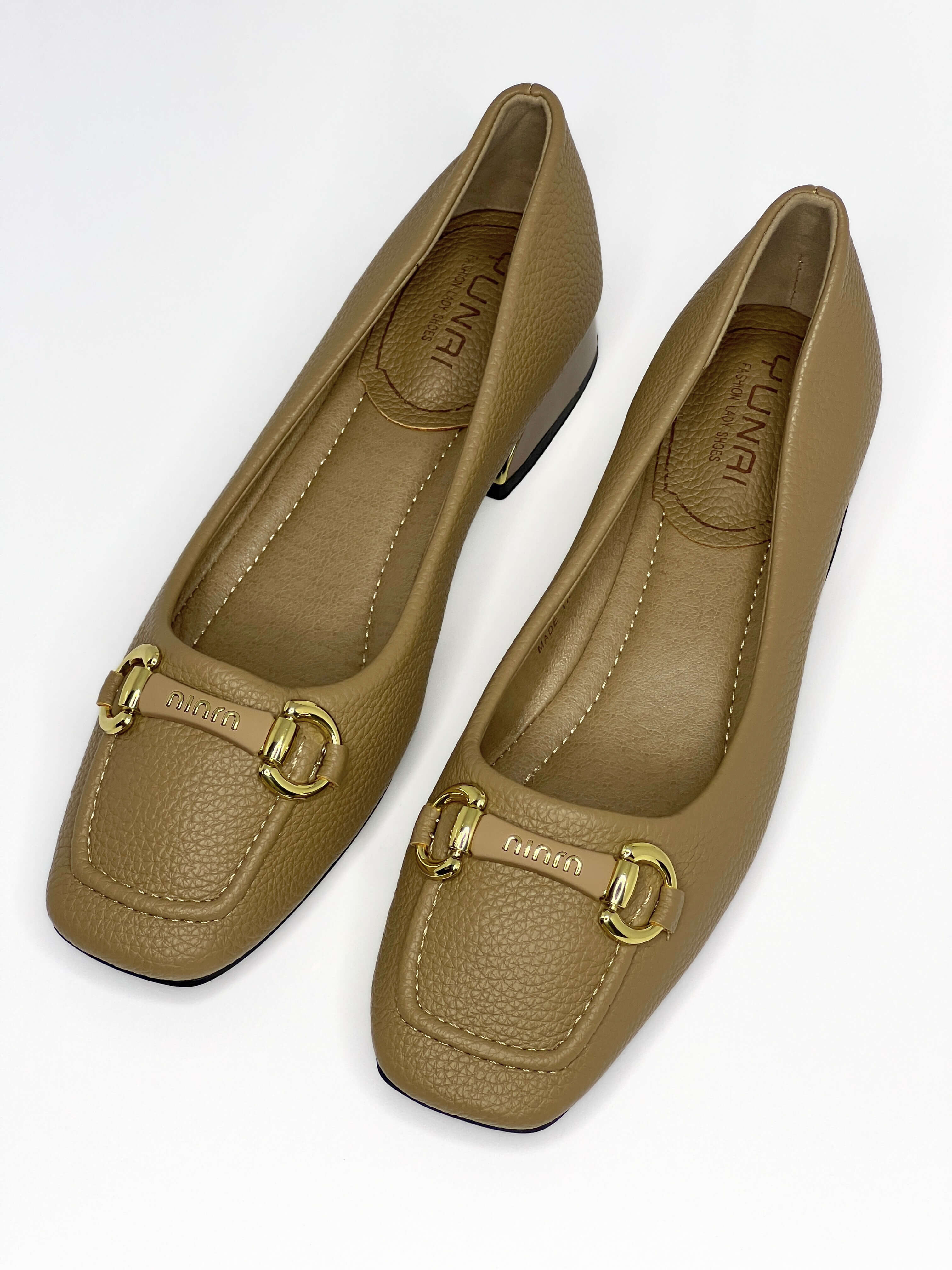 کفش عروسکی رنگ خاکی پاشنه ۲ سانتی